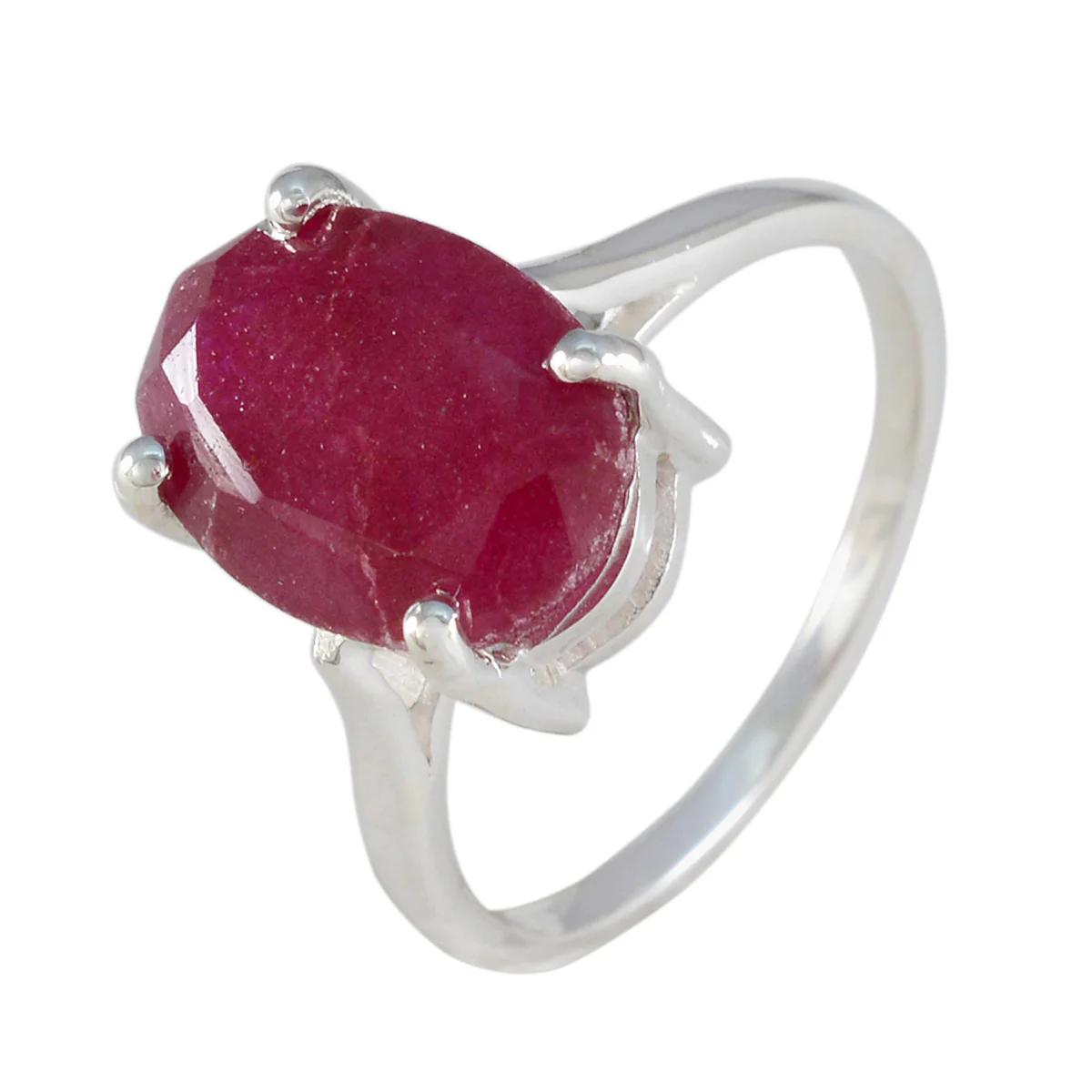 Indian Ruby Solitaire French 925 Silver Red Gemstone Featherlight Boho Ring Jewelry - Image 2