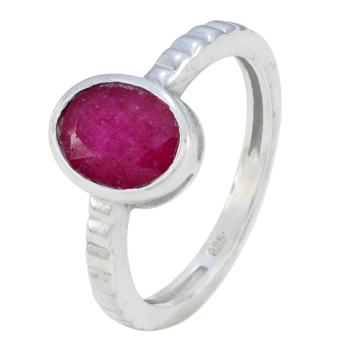 Indian Ruby Solitaire French Silver Red Gems Featherlight Ethnic Ring Jewellery - Image 2
