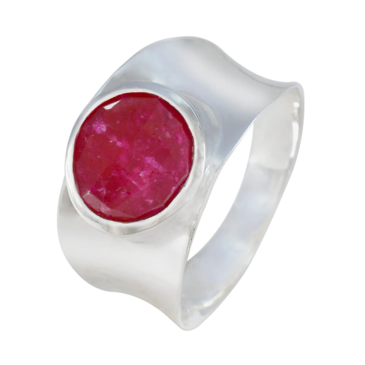 Indian Ruby Solitaire French Sterling Silver Red Gemstone Edgy Armor Band Jewellery - Image 2
