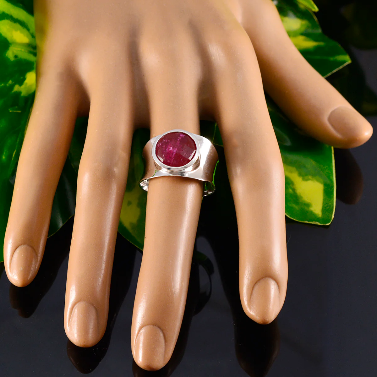 Indian Ruby Solitaire French Sterling Silver Red Gemstone Edgy Armor Band Jewellery - Image 5