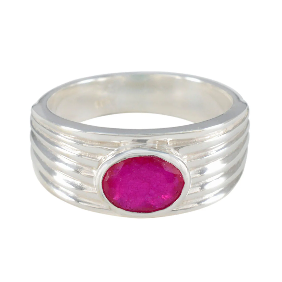 Indian Ruby Solitaire French Sterling Silver Red Gemstone Eye-catching valentine Ring Jewellery
