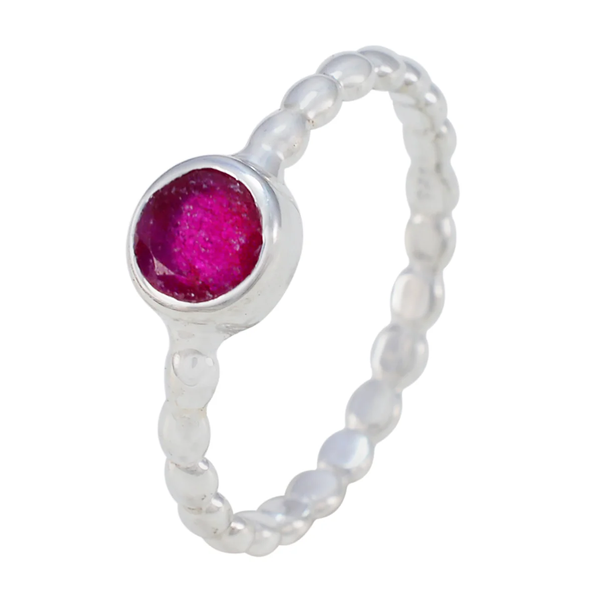 Indian Ruby Solitaire French Sterling Silver Red Gemstone Slim Fairytale Ring Jewelry - Image 2