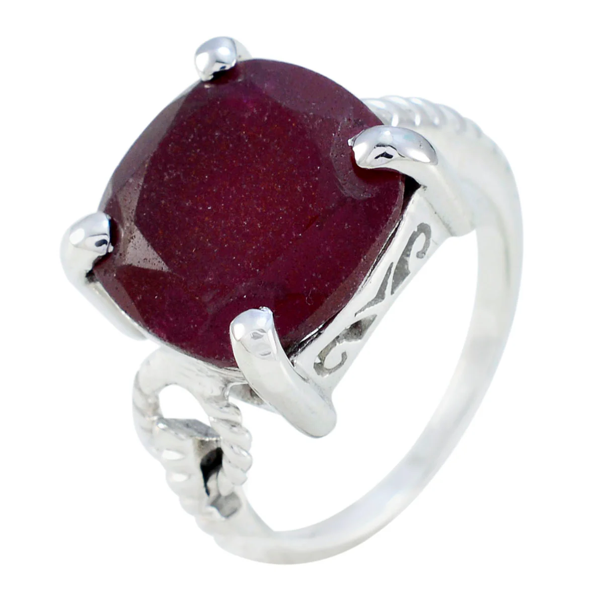 Indian Ruby Solitaire Indian 925 Silver Red Gemstone Mid-weight Modern Ring Jewelry - Image 2