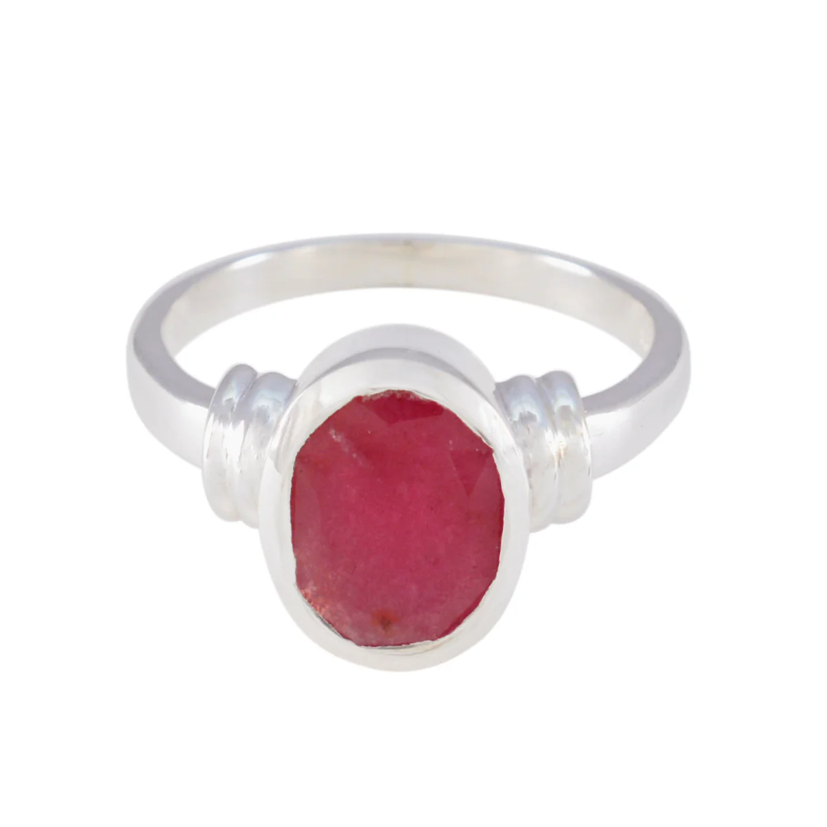 Indian Ruby Solitaire Indian Sterling Silver Red Gems Mid-weight Graceful Ring Jewelry