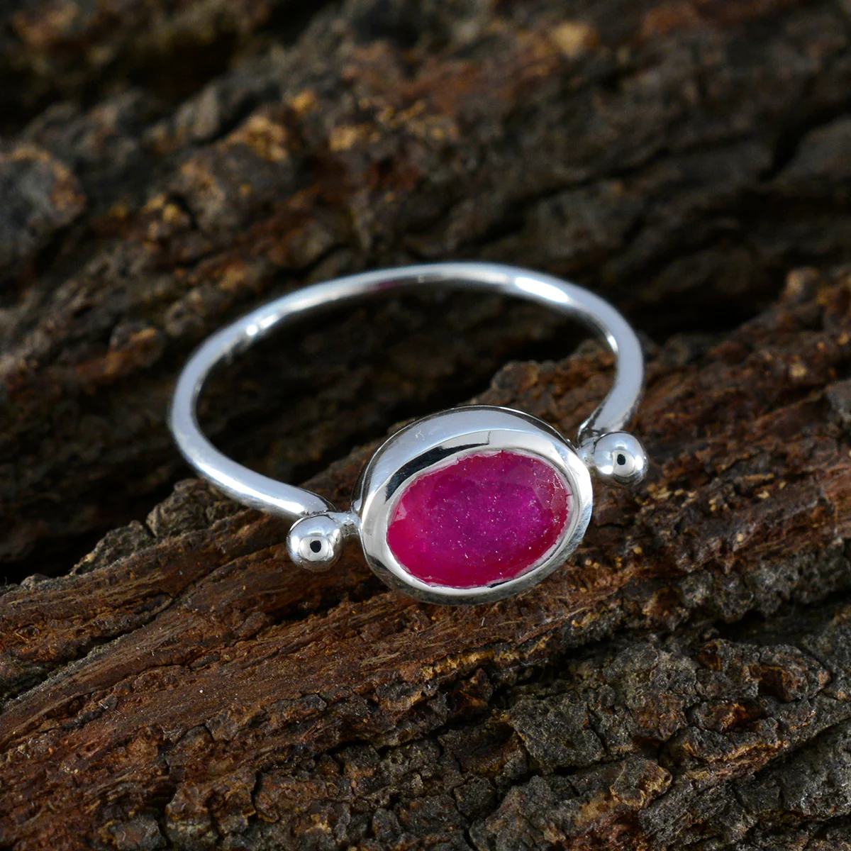 Indian Ruby Solitaire Korean 925 Silver Red Gems Dainty Modern Ring Jewellery - Image 3