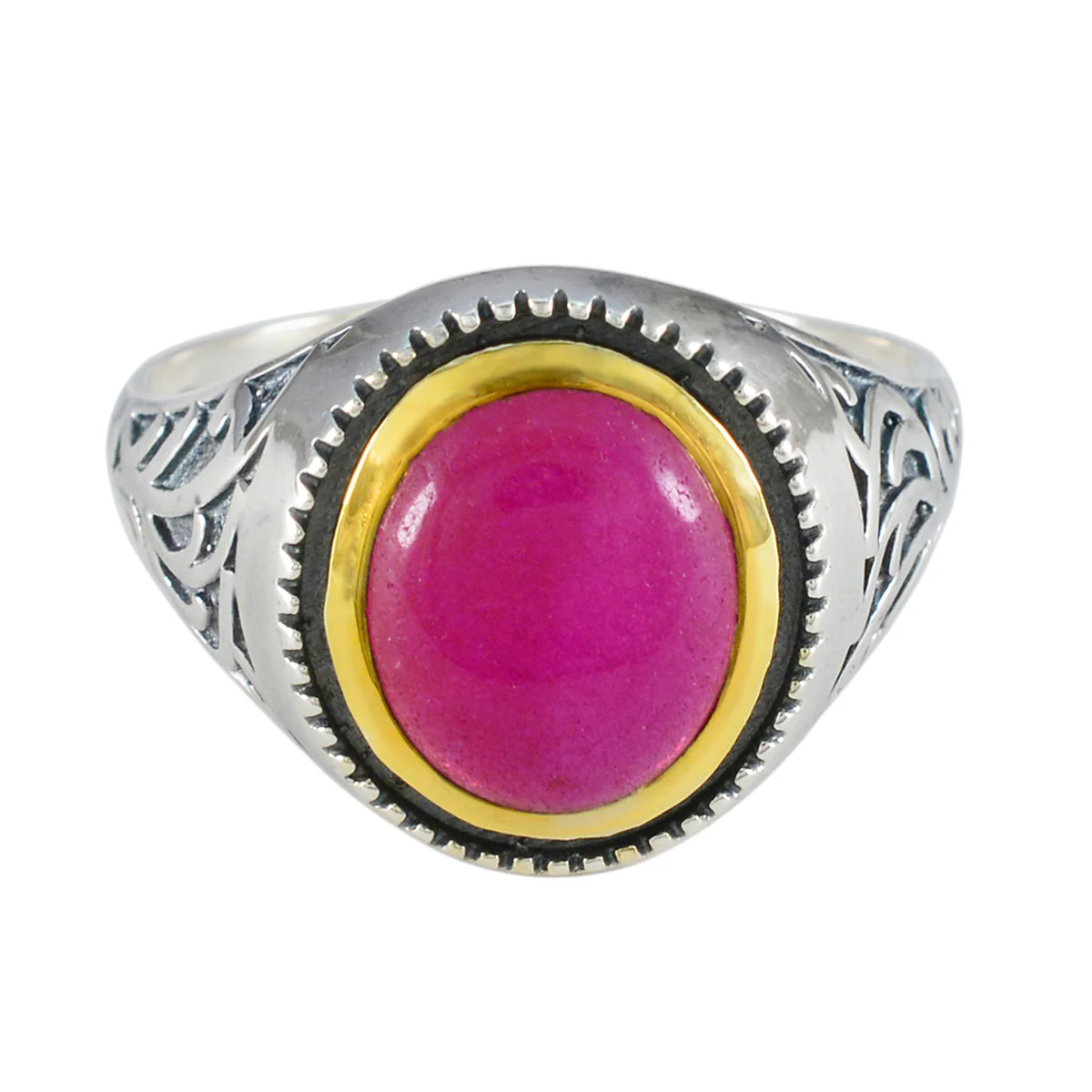 Indian Ruby Solitaire Latin American 925 Sterling Silver Red Gemstone Eye-catching Filigree Ring Jewelry
