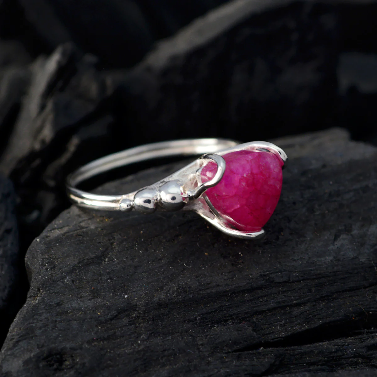 Indian Ruby Solitaire Moroccan 92.5 Silver Red Gemstone Delicate Rope-Wire Ring Jewelry - Image 4
