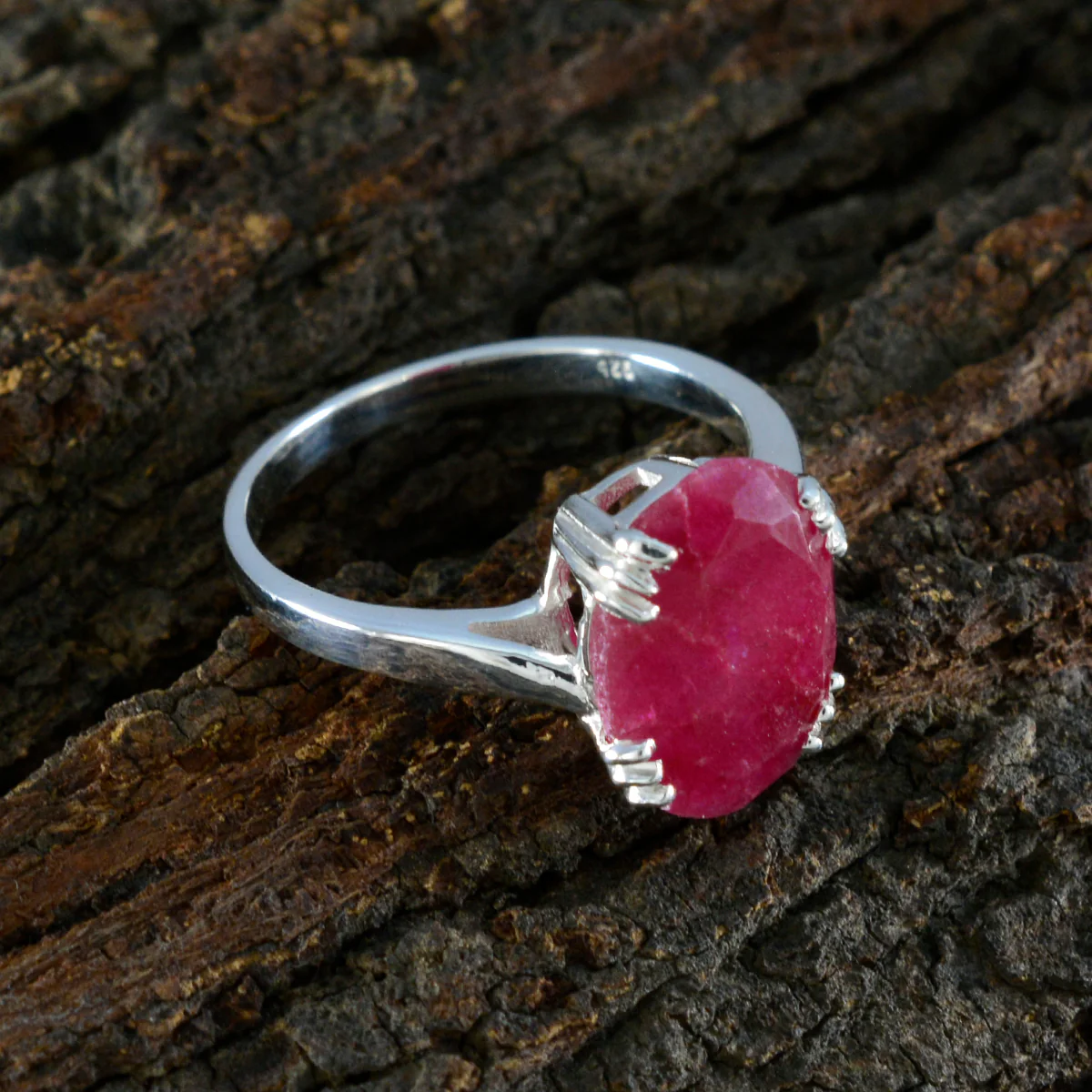 Indian Ruby Solitaire Russian 925 Silver Red Gemstone Tiny Contemporary Ring Jewellery - Image 3