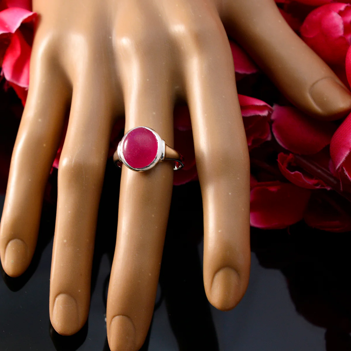 Indian Ruby Solitaire Russian 925 Sterling Silver Red Gems Minimal Contemporary Ring Jewellery - Image 5