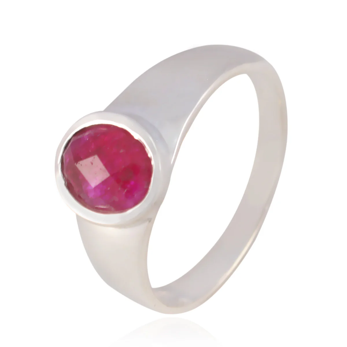 Indian Ruby Solitaire Russian Silver Red Gemstone Slim Traditional Ring Jewelry