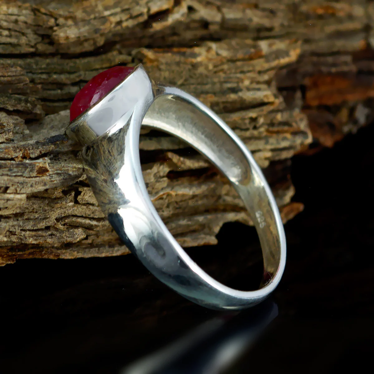 Indian Ruby Solitaire Russian Silver Red Gemstone Slim Traditional Ring Jewelry - Image 3