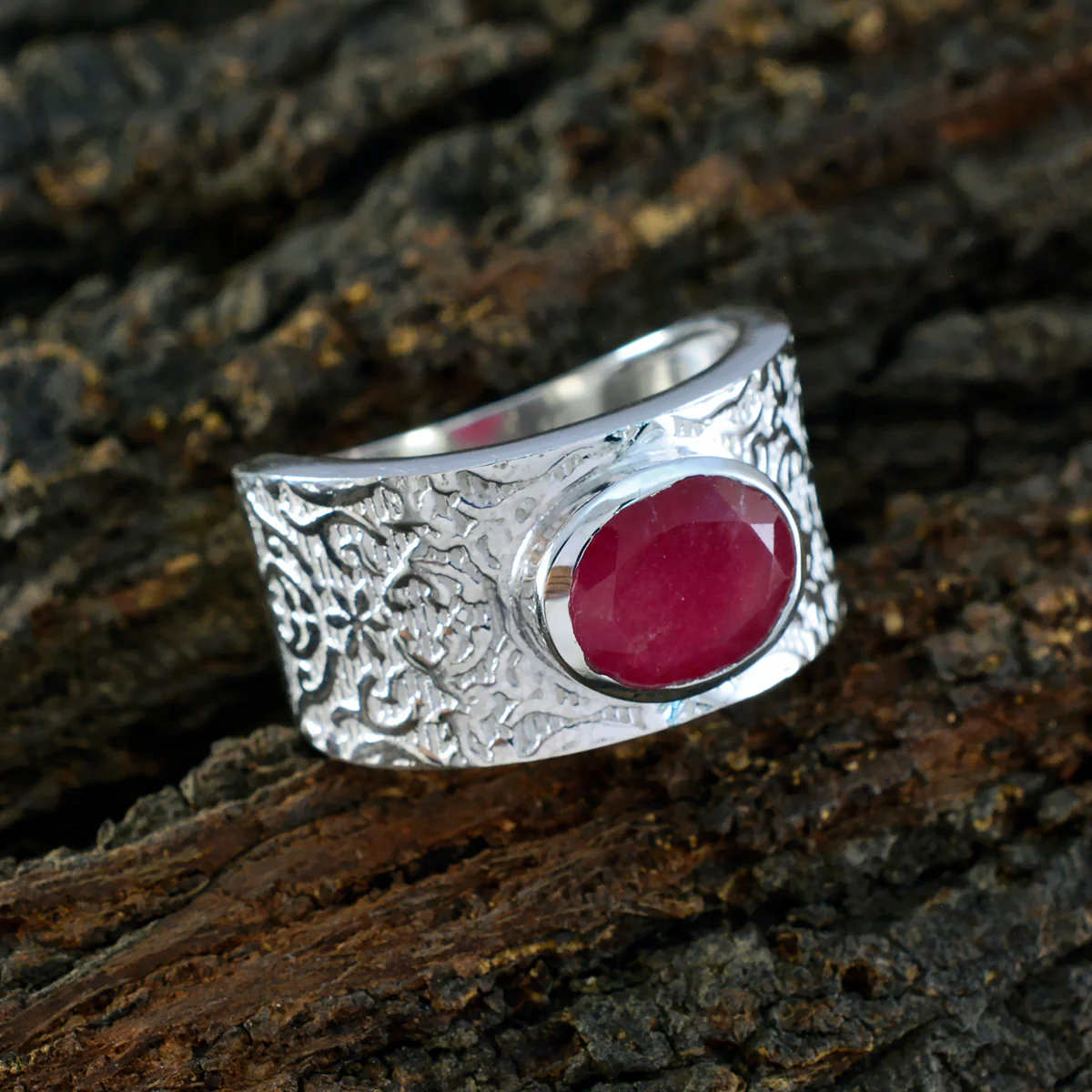 Indian Ruby Solitaire Russian Silver Red Gemstones Essential Art Deco Ring Jewellery - Image 3