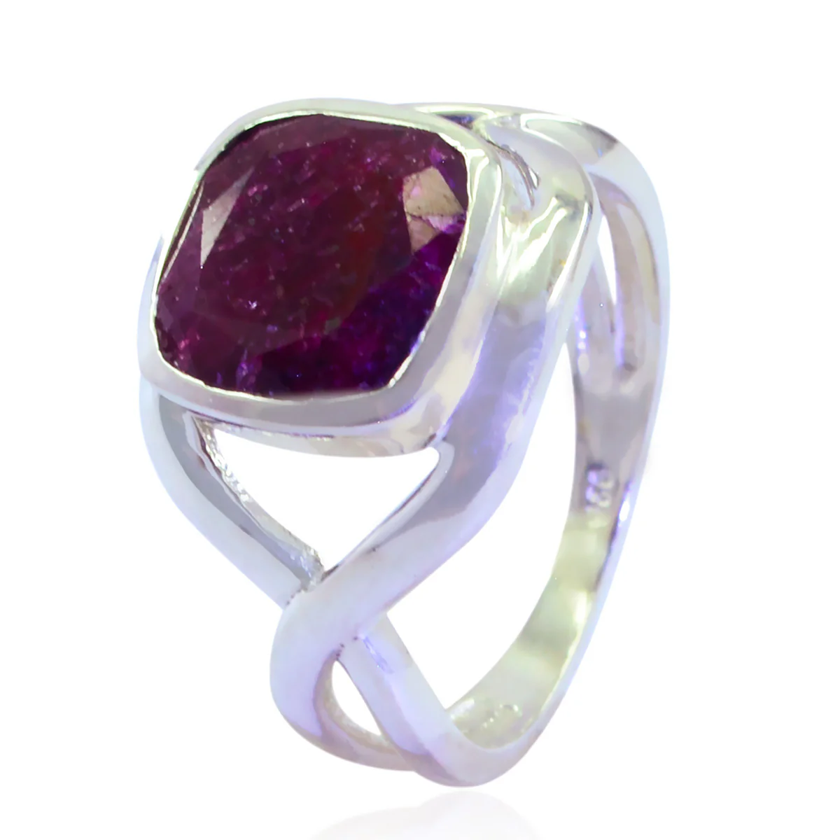 Indian Ruby Solitaire Russian Silver Red Gemstones Minimal Abstract Ring Jewellery - Image 3