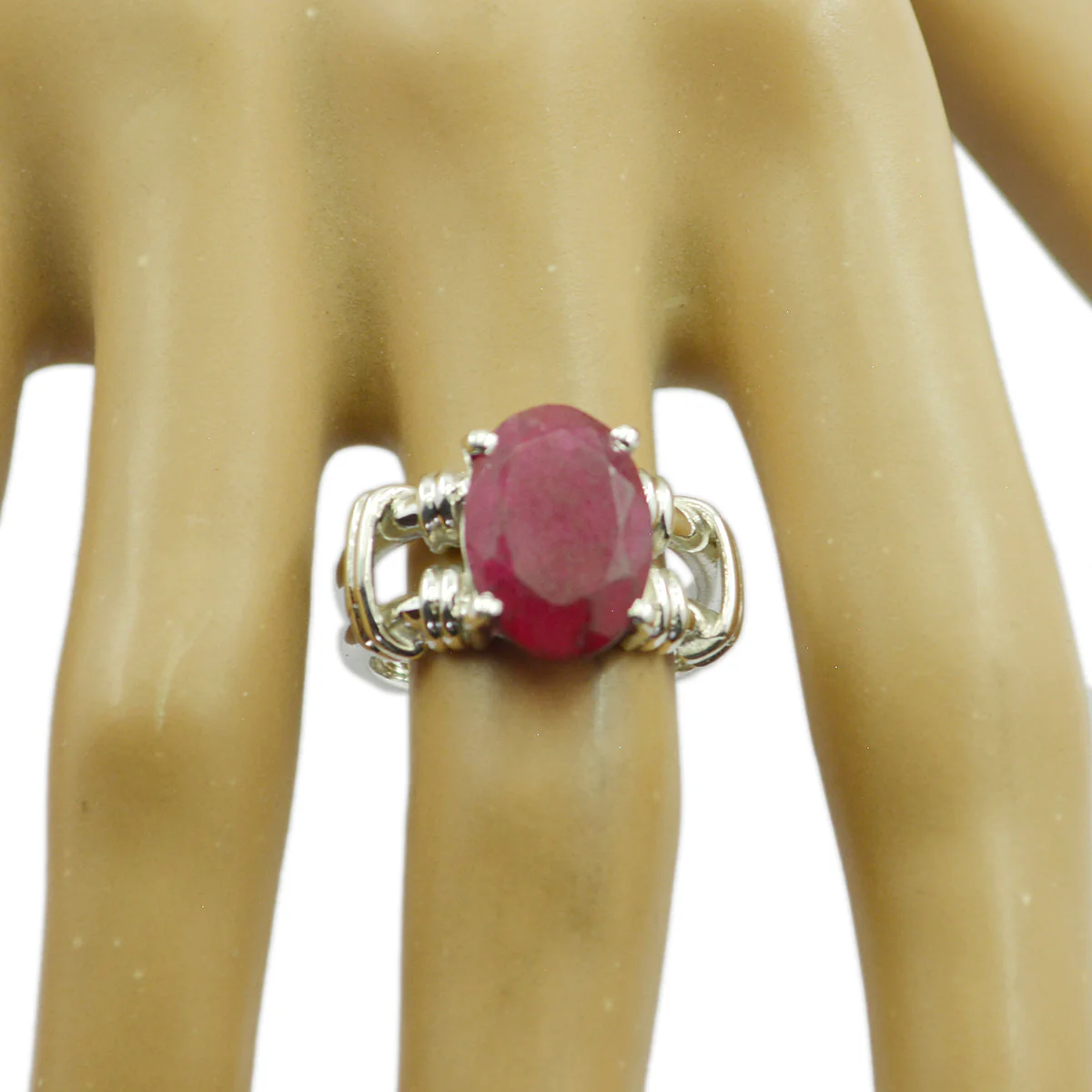 Indian Ruby Solitaire Spanish 92.5 Silver Red Gems Eye-catching Rope-Wire Ring Jewelry - Image 2