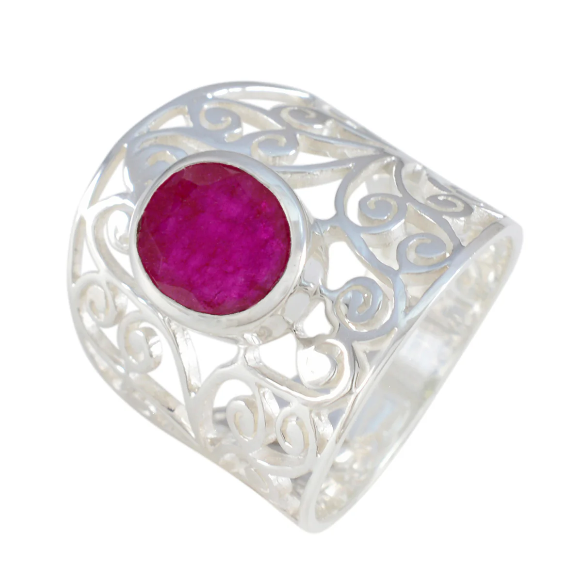 Indian Ruby Solitaire Spanish 92.5 Silver Red Gemstones Versatile Filigree  Ring Jewellery - Image 2