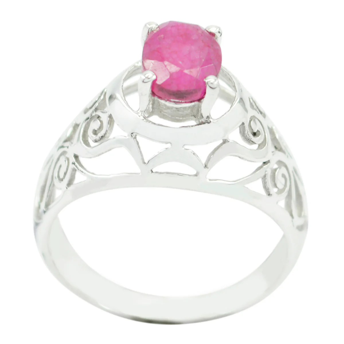 Indian Ruby Solitaire Spanish 925 Sterling Silver Red Gems Featherlight Filigree Ring Jewellery