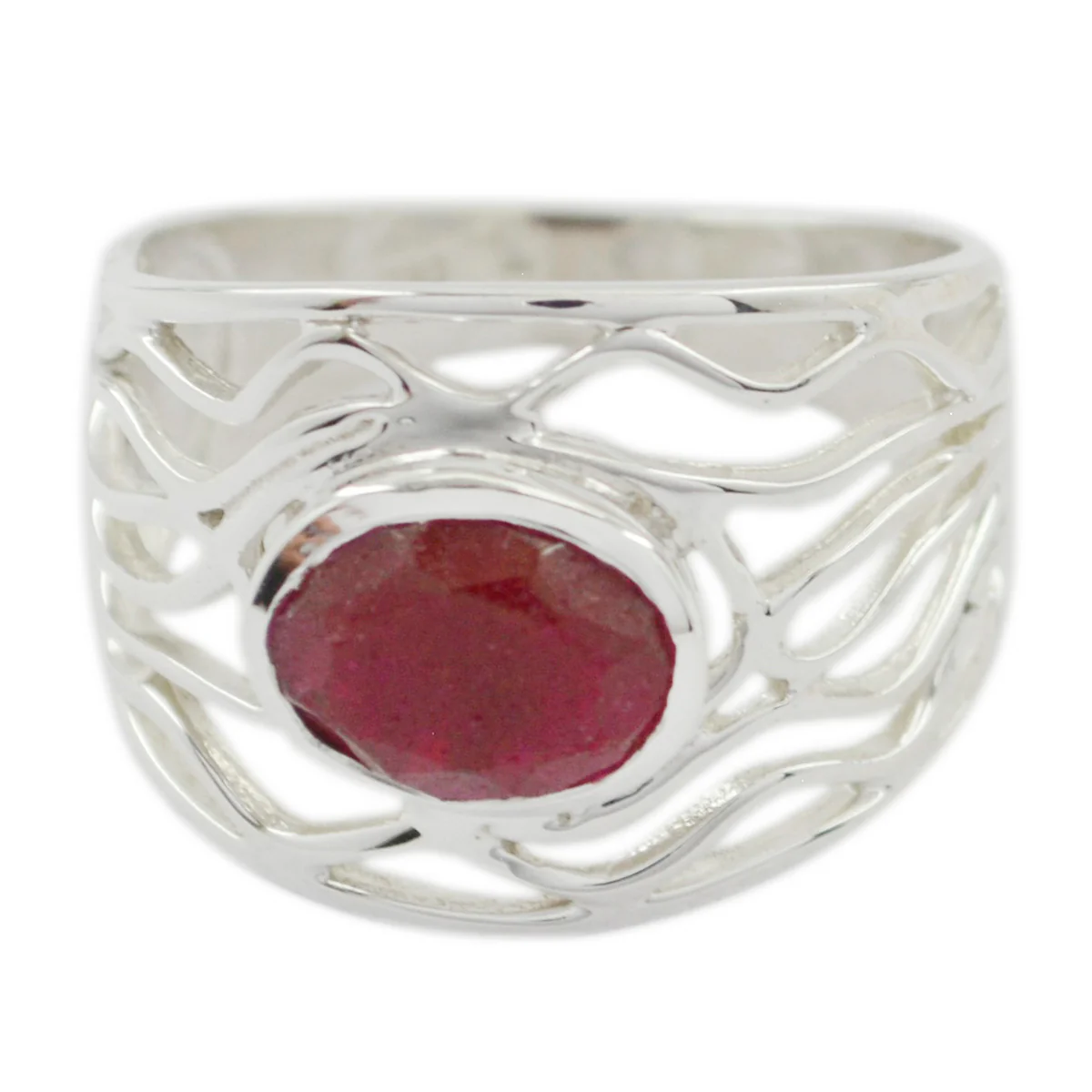 Indian Ruby Solitaire Spanish 925 Sterling Silver Red Gemstones Minimal Rope-Wire Ring Jewelry