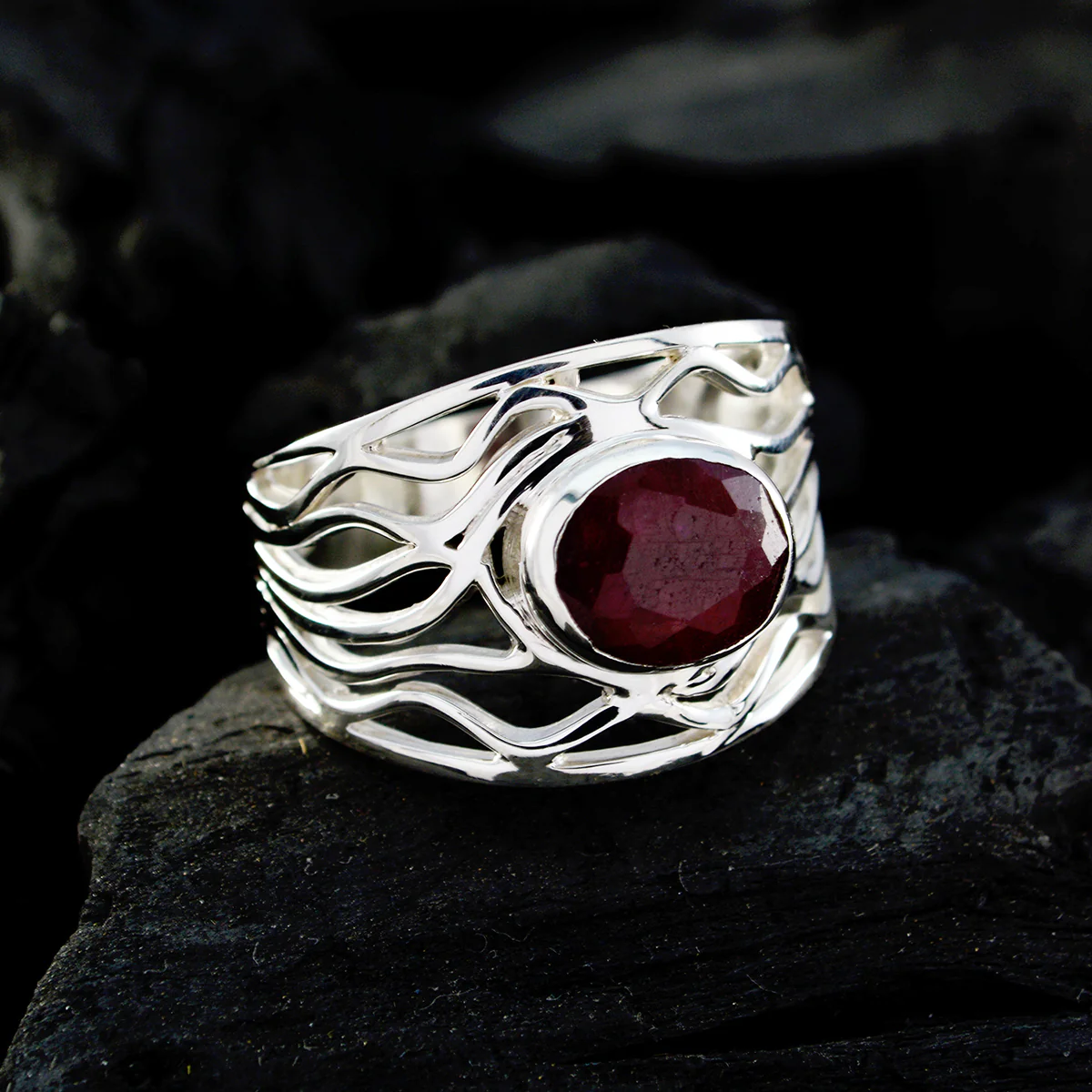 Indian Ruby Solitaire Spanish 925 Sterling Silver Red Gemstones Minimal Rope-Wire Ring Jewelry - Image 5