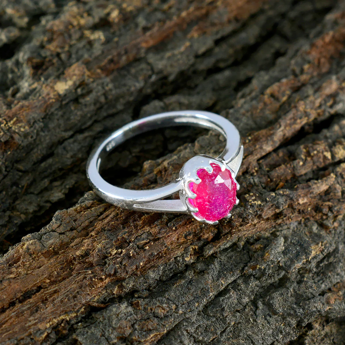 Indian Ruby Solitaire Turkish 925 Silver Red Gemstone Dainty Abstract Ring Jewelry - Image 3