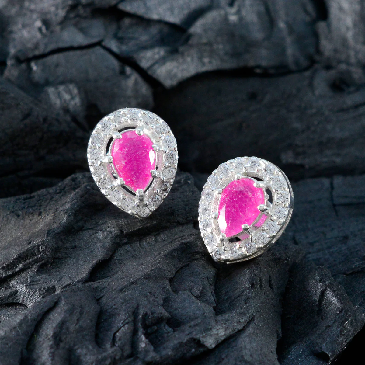 Indian Ruby Spanish Nayara multiple Stud Red 92.5 Silver Earring - Image 4