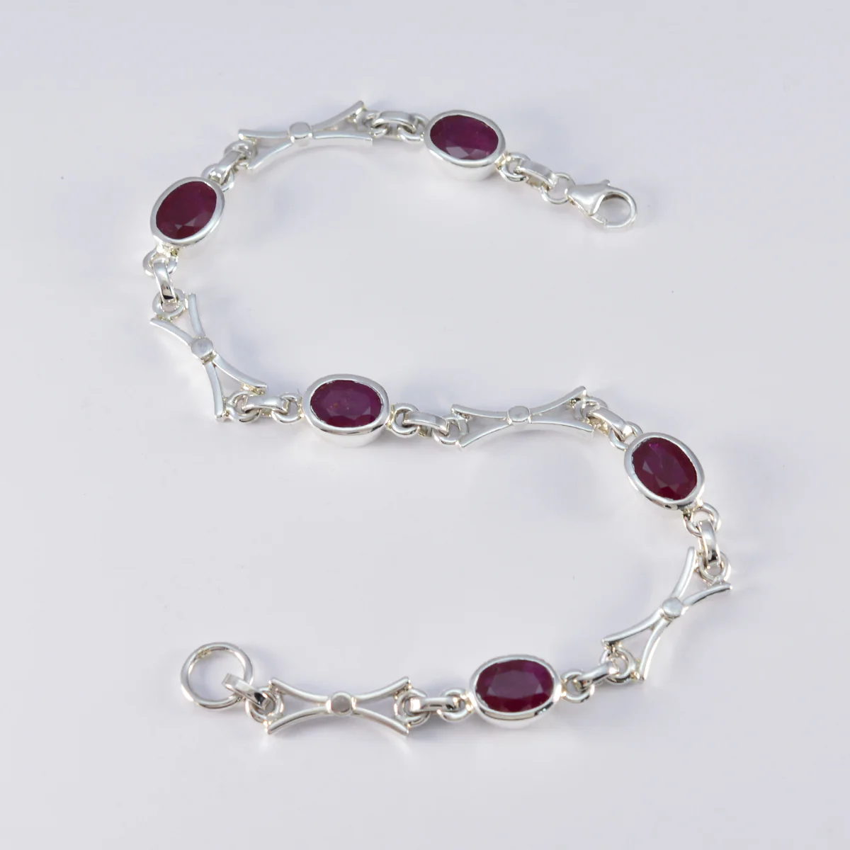 Indian Ruby Super Bowl Sunday Tiny Red 925 Silver Links Bracelet - Image 3