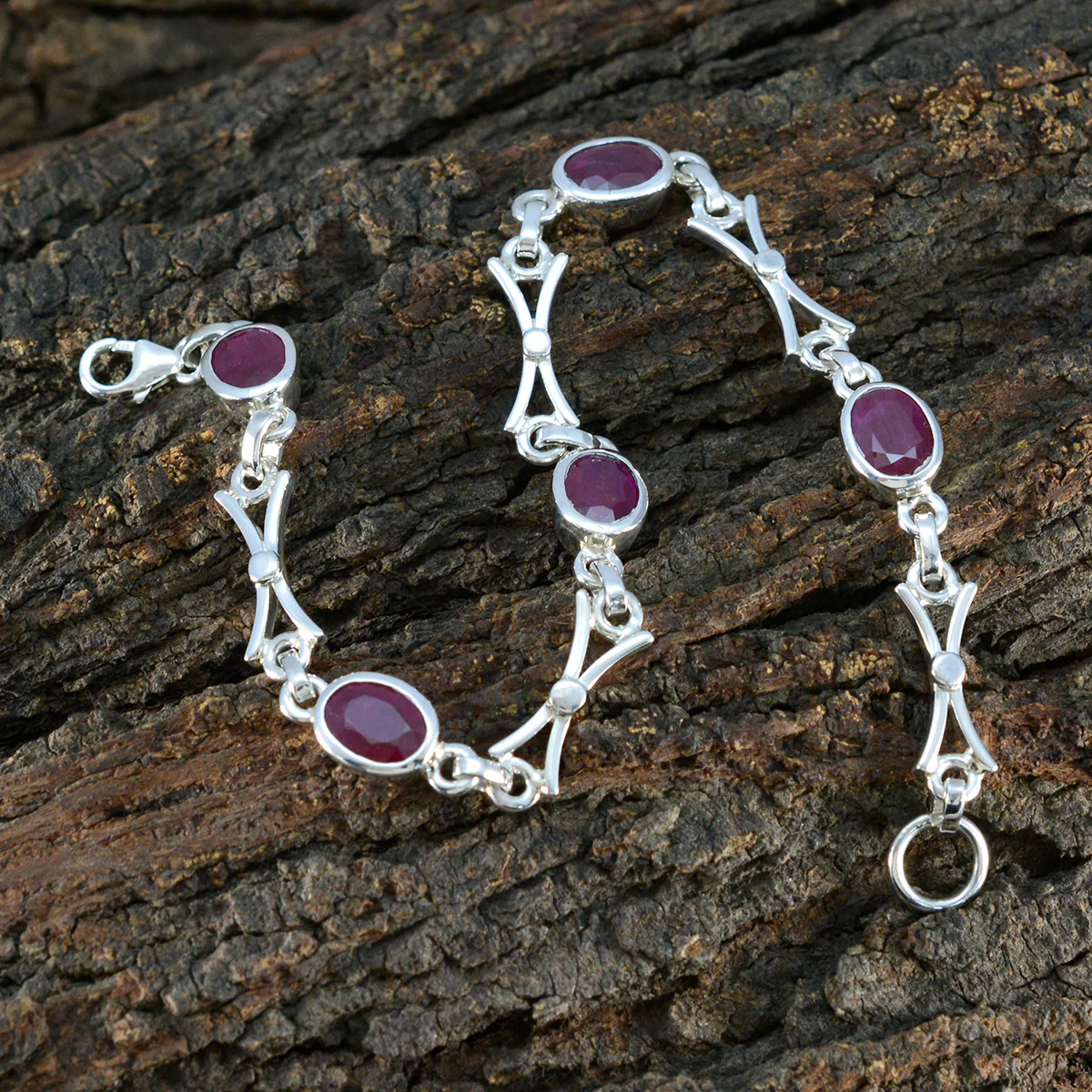 Indian Ruby Super Bowl Sunday Tiny Red 925 Silver Links Bracelet - Image 4