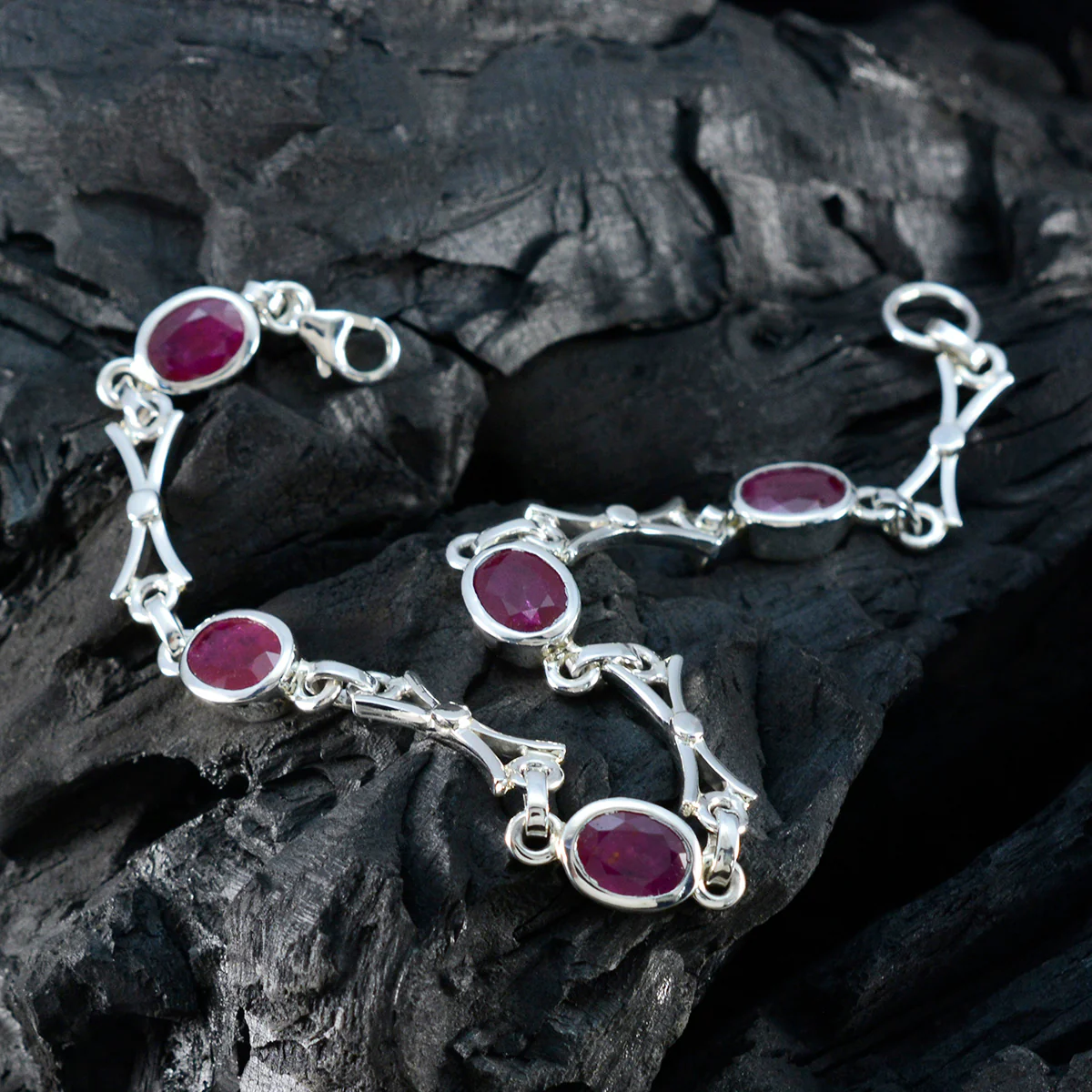 Indian Ruby Super Bowl Sunday Tiny Red 925 Silver Links Bracelet - Image 5