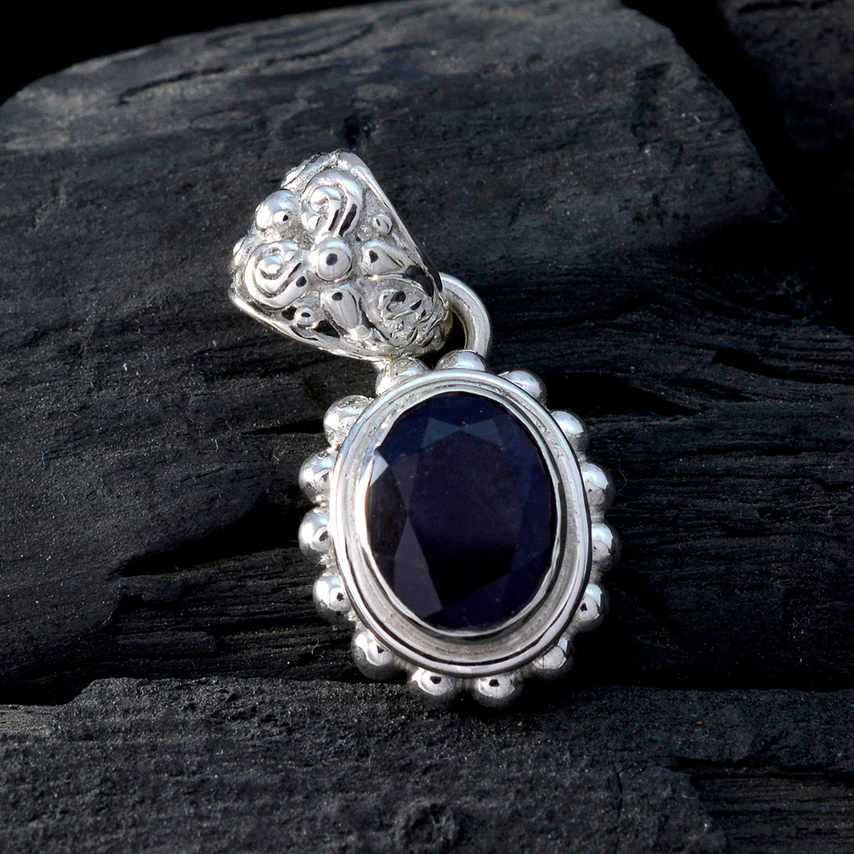 Iolite Classic Moroccan 92.5 Silver Solitaire Lourdes Rope-Wire Blue Pendant Jewellery - Image 4