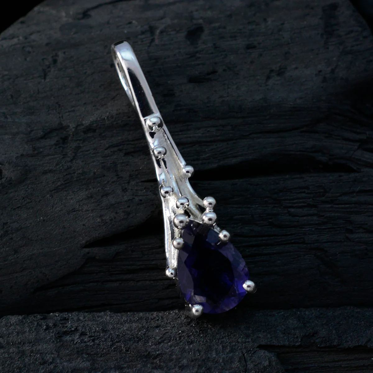 Iolite Delicate French 92.5 Silver Solitaire Andrea Fairytale Blue Pendant Jewellery - Image 3