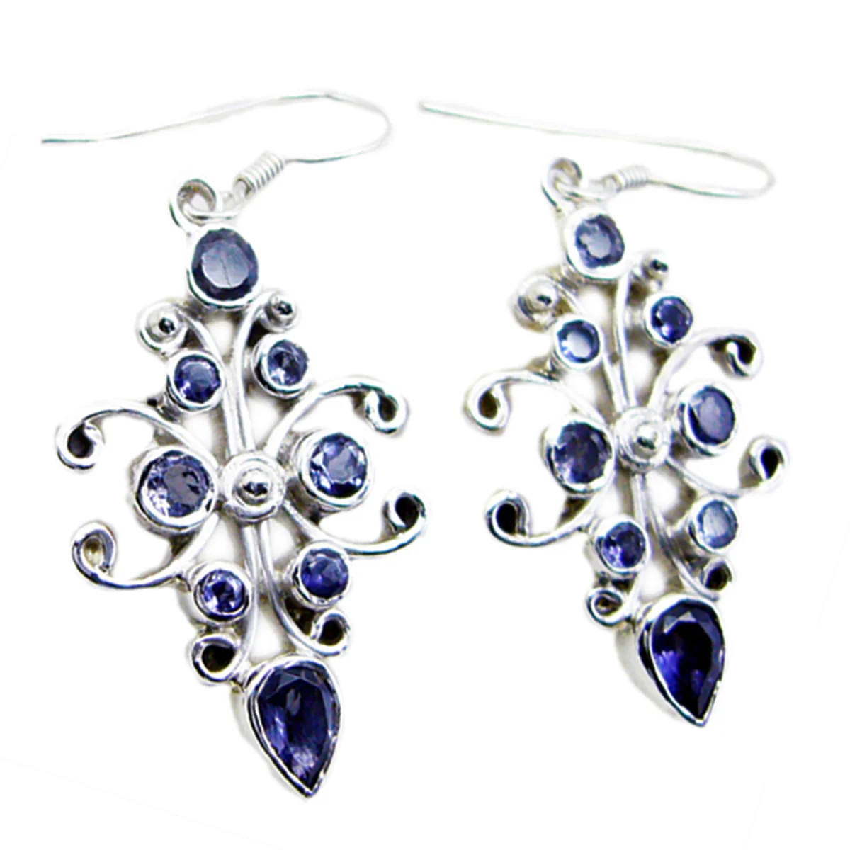Iolite French Amelia multiple Dangle Blue Sterling Silver Earring