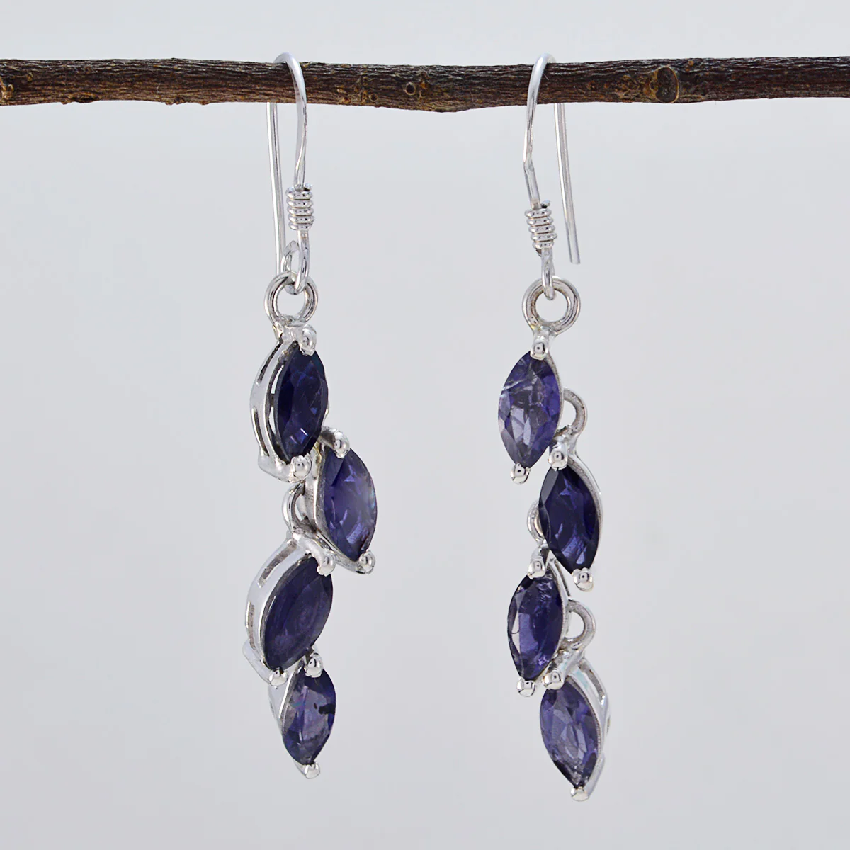 Iolite German Anna multiple Dangle Blue 925 Sterling Silver Earring - Image 2