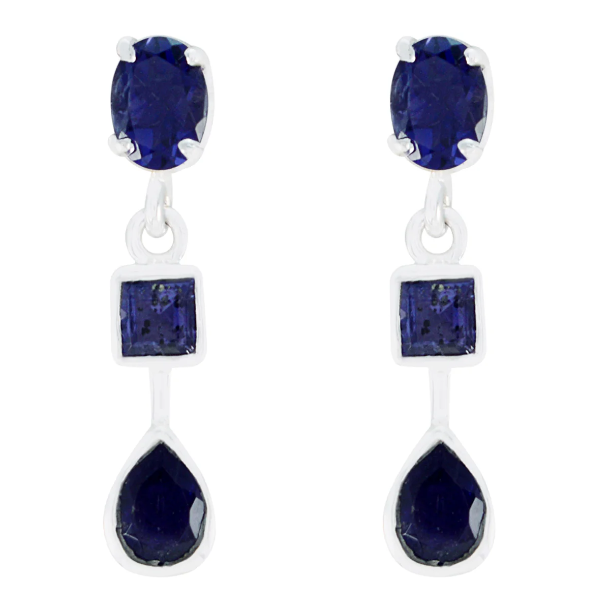 Iolite German Lili multiple Stud Blue 925 Sterling Silver Earring