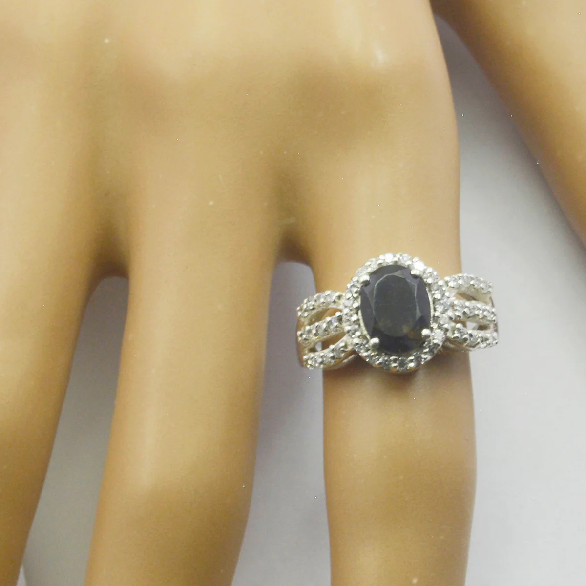Iolite Halo Egyptian Silver Blue Gemstone Eye-catching Modern Ring Jewellery - Image 3