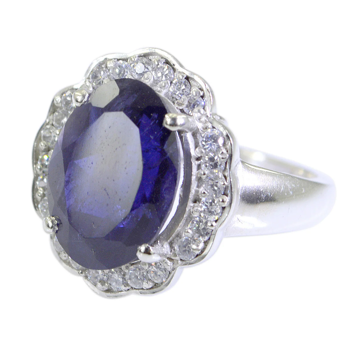 Iolite Halo French 925 Sterling Silver Blue Gemstone Edgy Abstract Ring Jewelry - Image 2