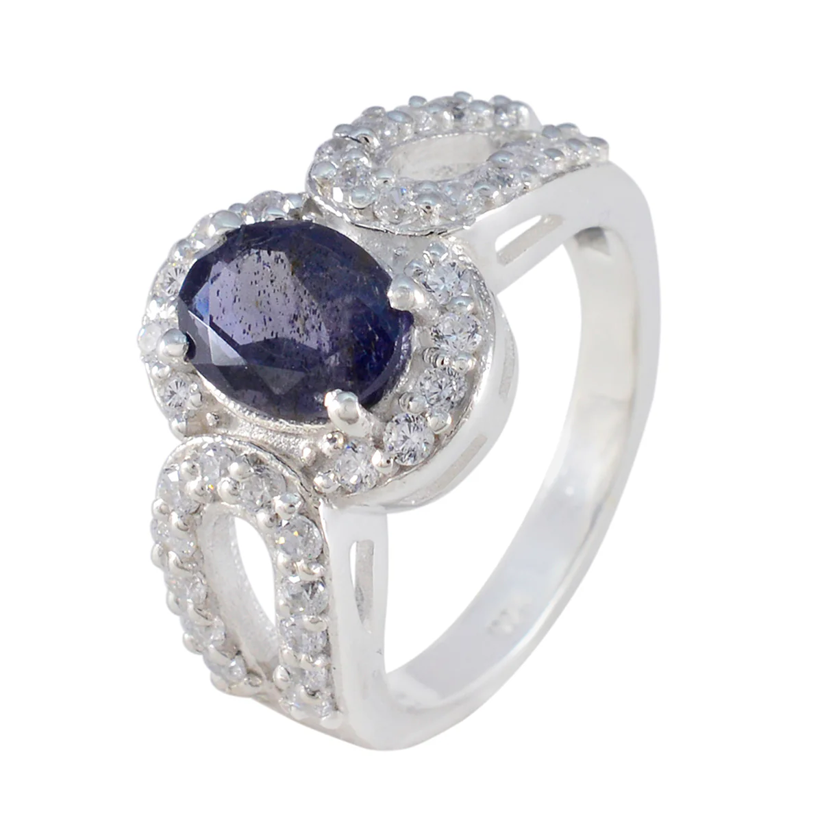 Iolite Halo Indian Sterling Silver Blue Gems Slim Cultural Ring Jewellery - Image 2