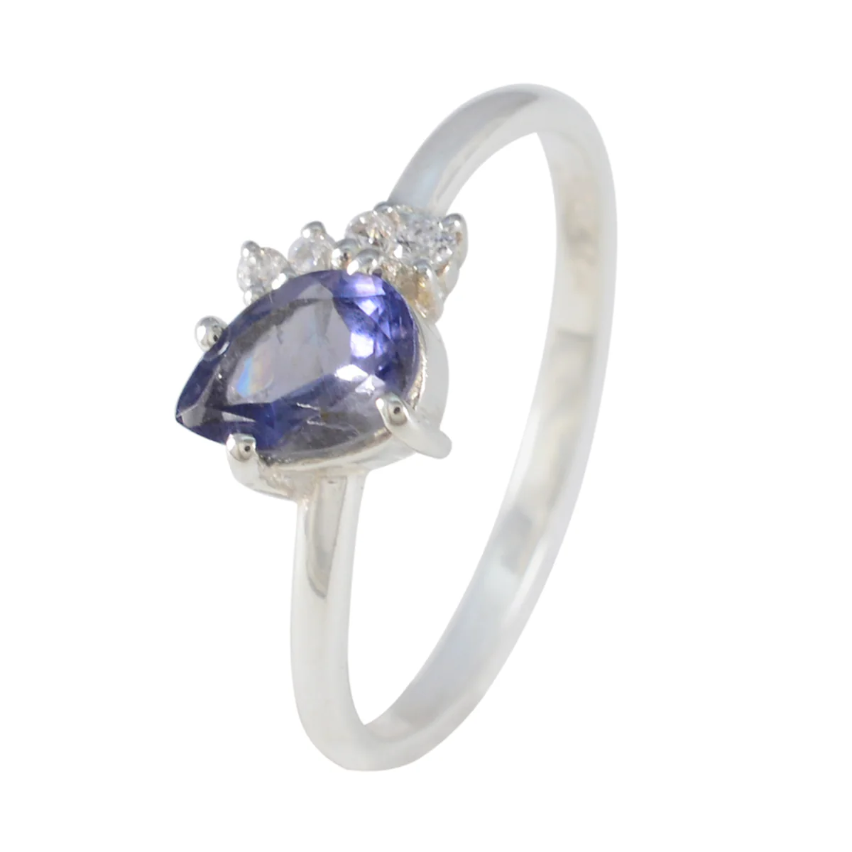 Iolite Halo Japanese 92.5 Silver Blue Gemstone Elegant  Abstract Ring Jewelry - Image 2