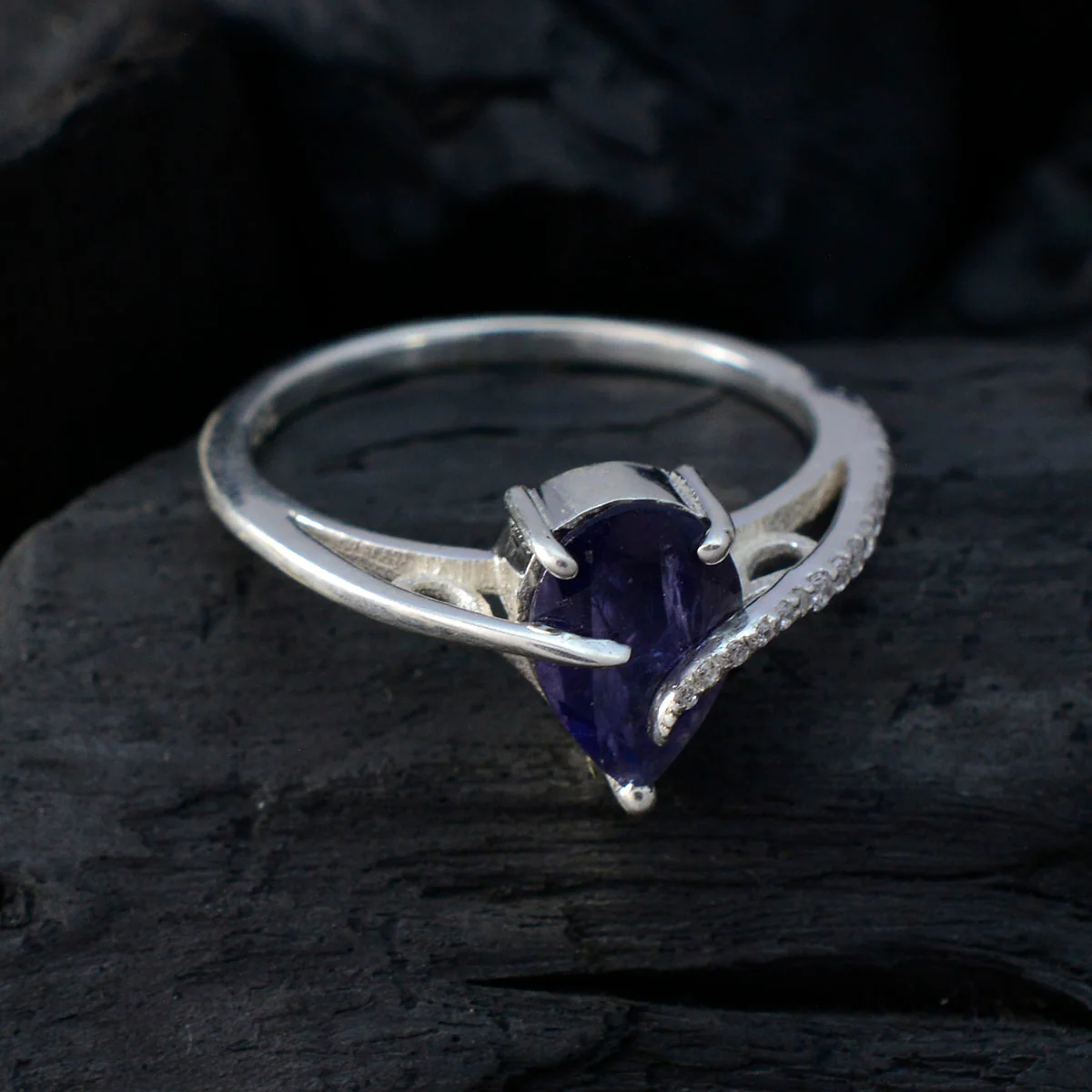 Iolite Halo Korean Silver Blue Gems Dainty Fairytale Ring Jewellery - Image 4