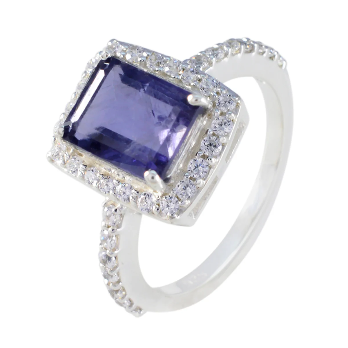 Iolite Halo Moroccan 925 Sterling Silver Blue Gemstones Minimal Trendy Ring Jewelry - Image 2