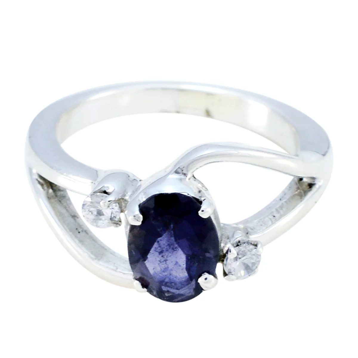 Iolite Halo Turkish 925 Silver Blue Gems Whisper-thin Modern Ring Jewelry
