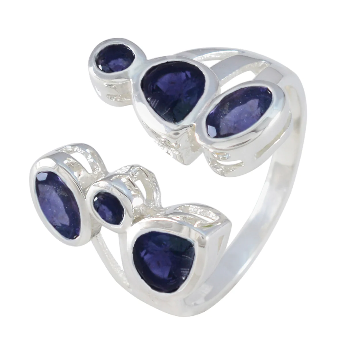 Iolite Hexa Russian 925 Sterling Silver Blue Gemstone Tiny Cultural Ring Jewellery - Image 2