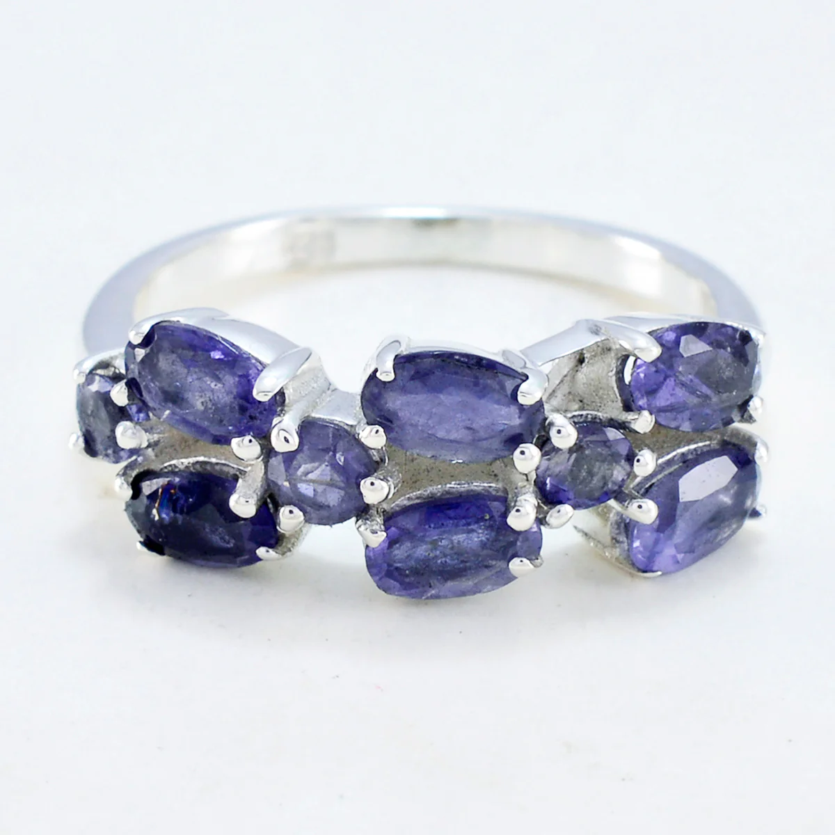 Iolite Hexa Turkish 92.5 Silver Blue Gems Dainty Contemporary Ring Jewelry - Image 3