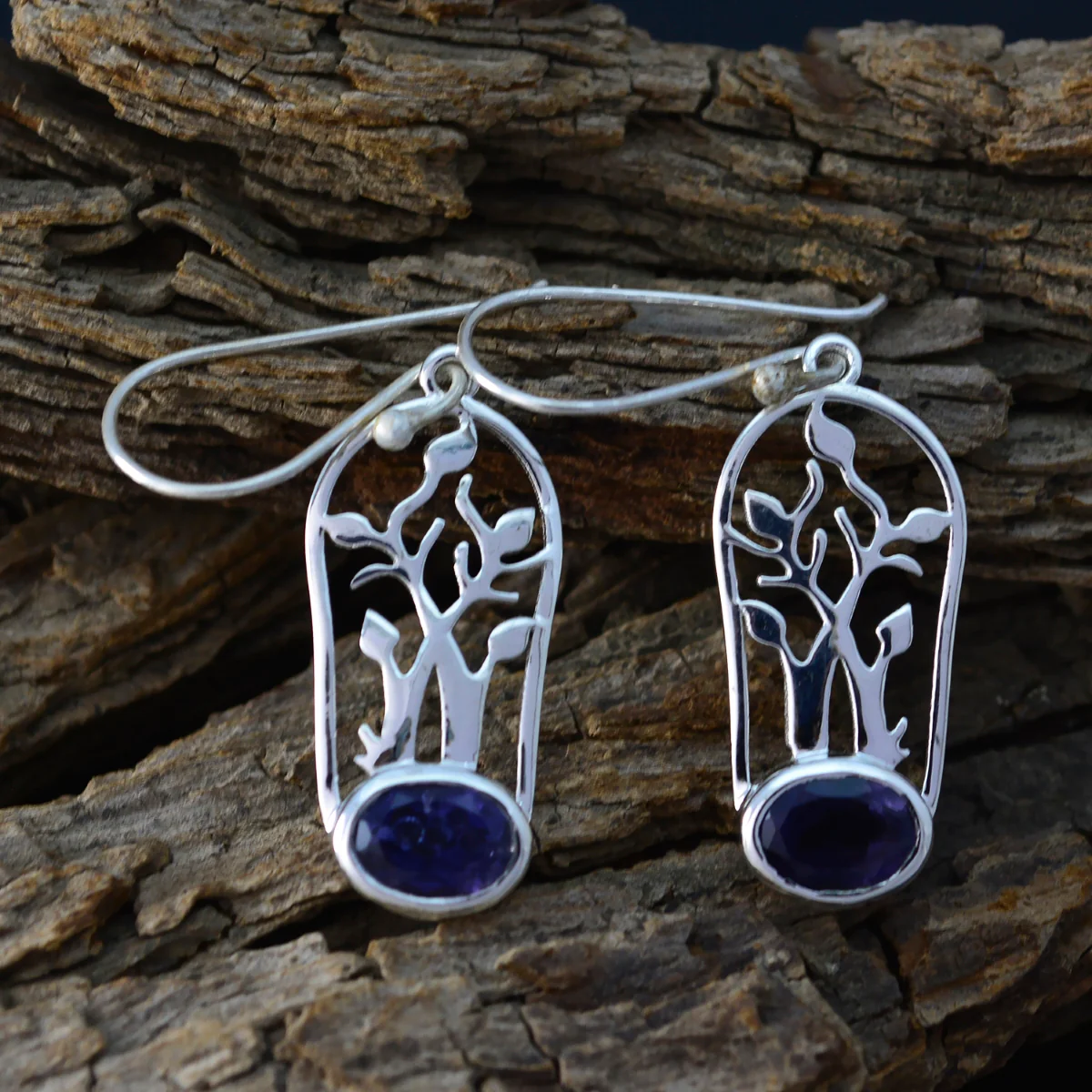 Iolite Italian Scarlett Solitaire Dangle Blue 925 Sterling Silver Earring - Image 3