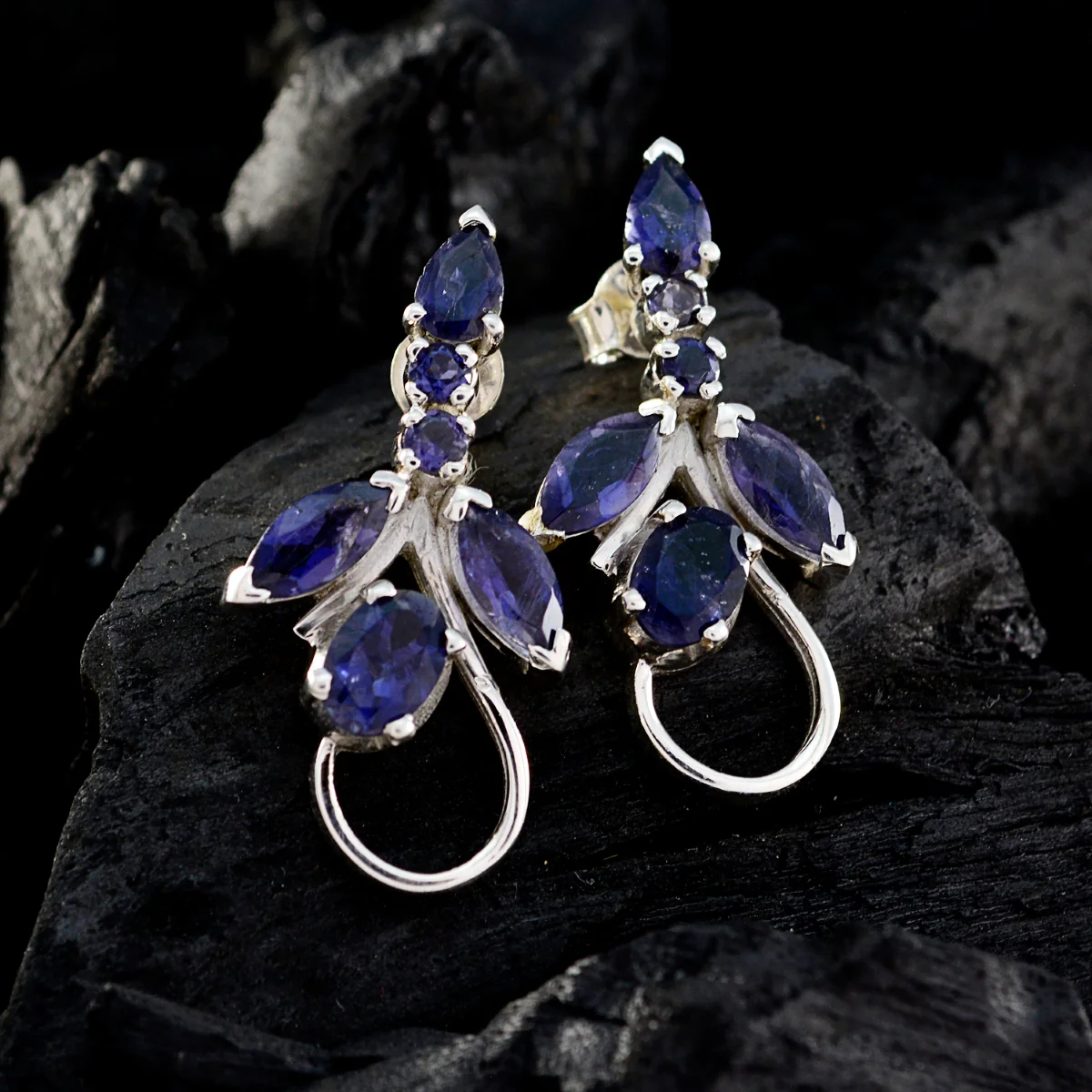 Iolite Japanese Sophia multiple Stud Blue 925 Sterling Silver Earring - Image 4