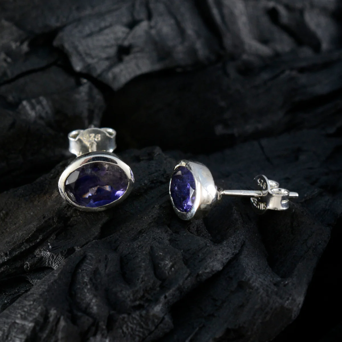 Iolite Mexican Ji-eun Solitaire Stud Blue 925 Sterling Silver Earring - Image 4