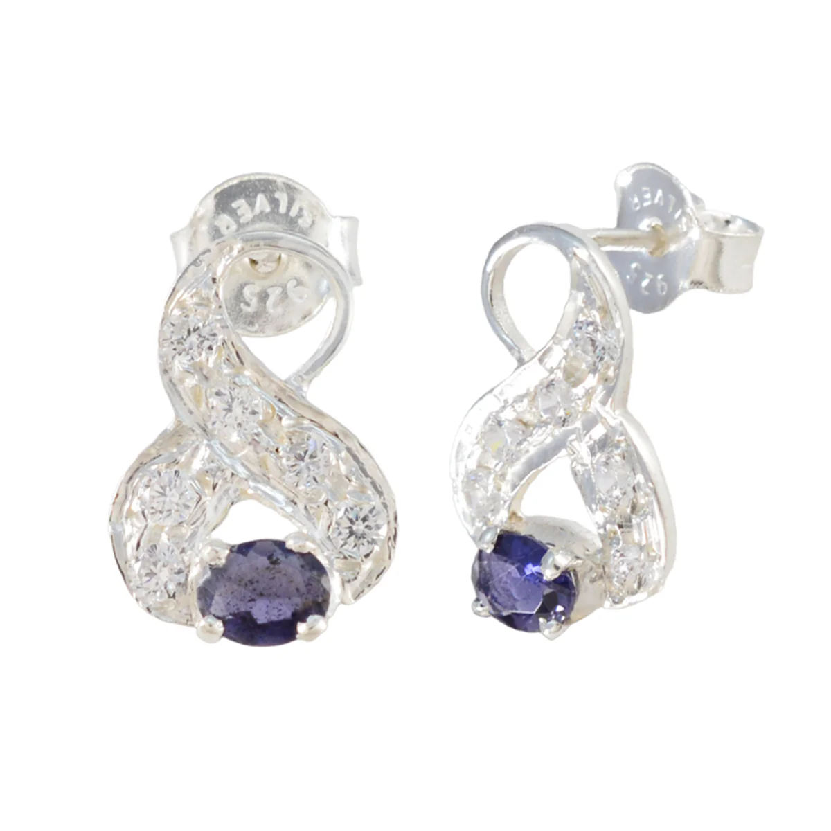 Iolite Middle Eastern Patricia multiple Stud Blue Sterling Silver Earring - Image 2
