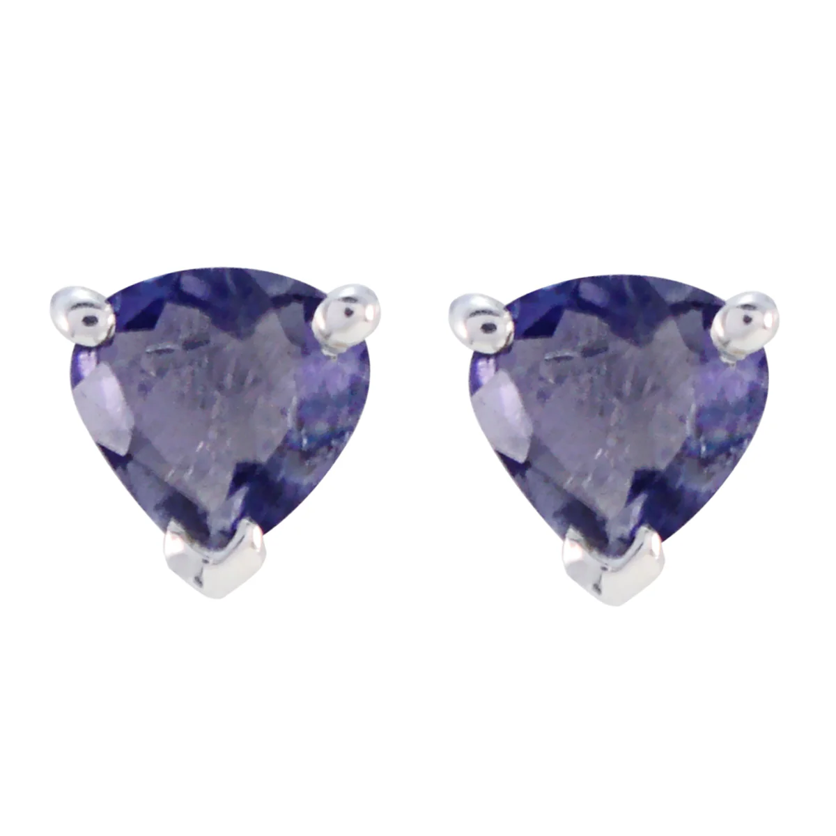 Iolite Moroccan Emilia Solitaire Stud Blue 92.5 Silver Earring