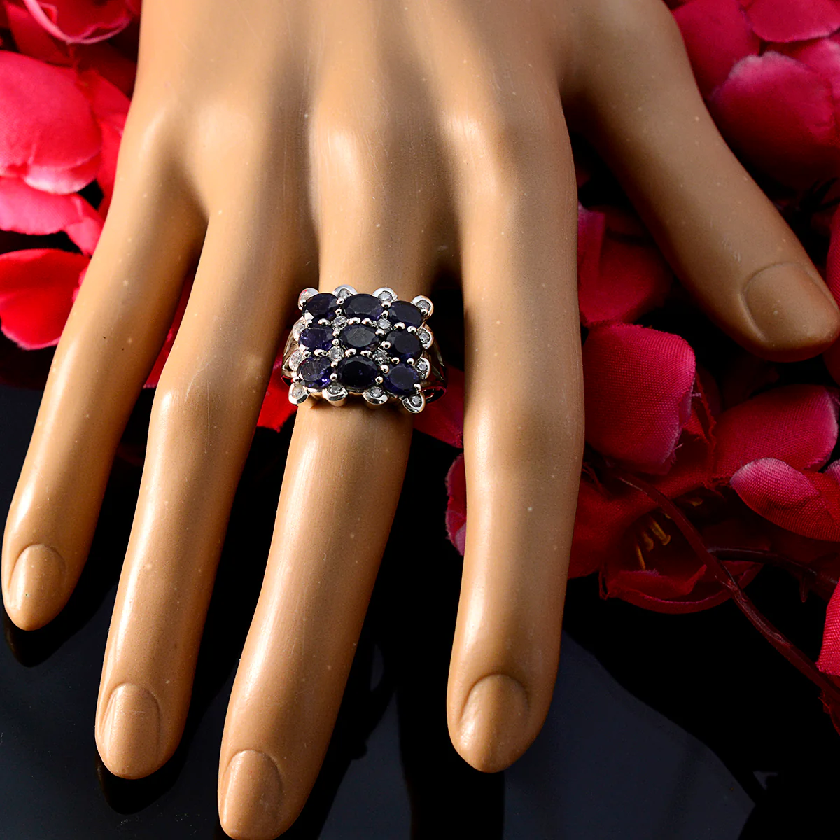 Iolite Navratna Moroccan 925 Sterling Silver Blue Gems Classic Sophisticated Ring Jewelry - Image 6