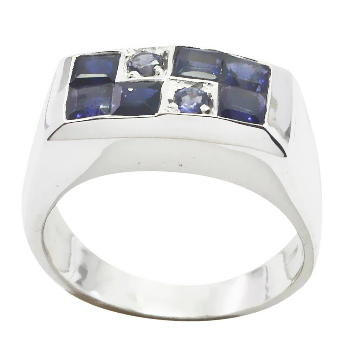 Iolite octa African Sterling Silver Blue Gemstones Minimal Modern Ring Jewelry - Image 2