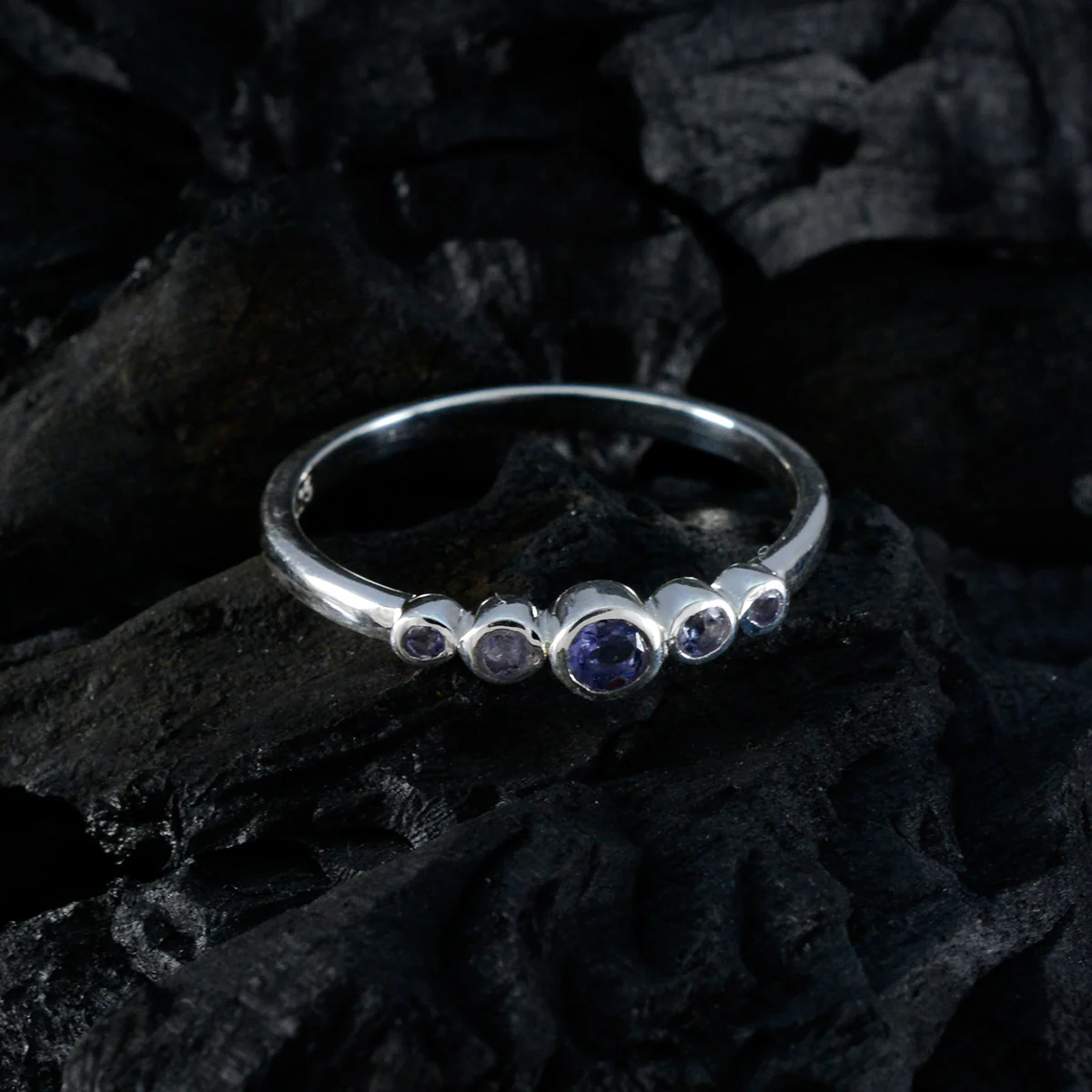Iolite Penta Japanese 925 Silver Blue Gemstones Elegant Trendy Ring Jewelry - Image 4