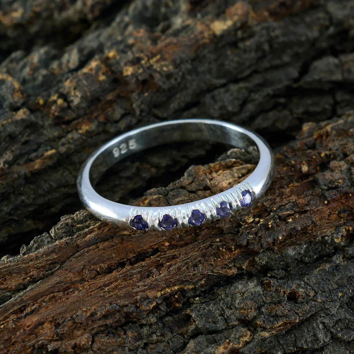 Iolite Penta Japanese Sterling Silver Blue Gems Elegant Fairytale Ring Jewelry - Image 3
